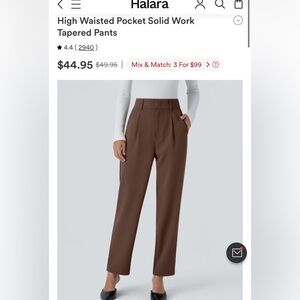 HALARA High-Waist Straight-Leg Work Pants — Brown